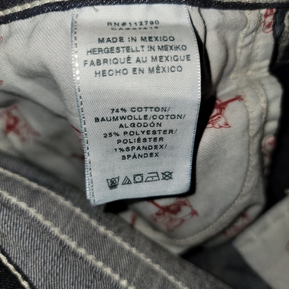 Misses sz 30 True Religion Jeans Crystal mesh pockets Slim Straight Stretch LN - Picture 7 of 10